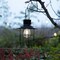 Set of 2 9.75"H Industrial-Style Black Metal Wire Solar Powered Edison Bulb Outdoor Hanging Lantern